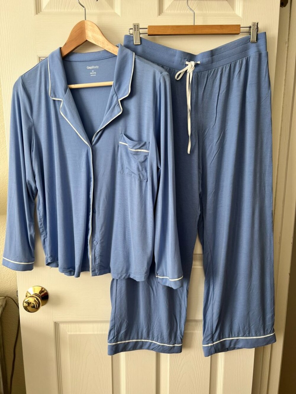 GapBody Modal Pajama Set M Petite Blue Bright Hyacinth Long Sleeve Button Front